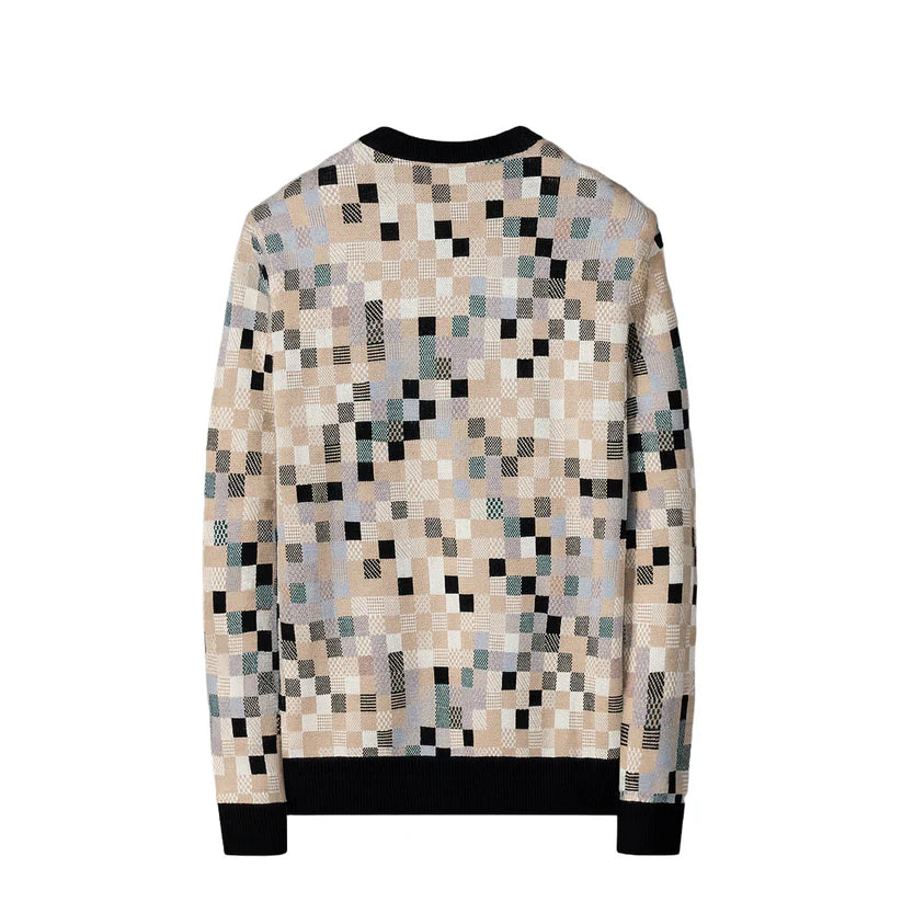 Pixel Mosaic Knit Crewneck Sweater