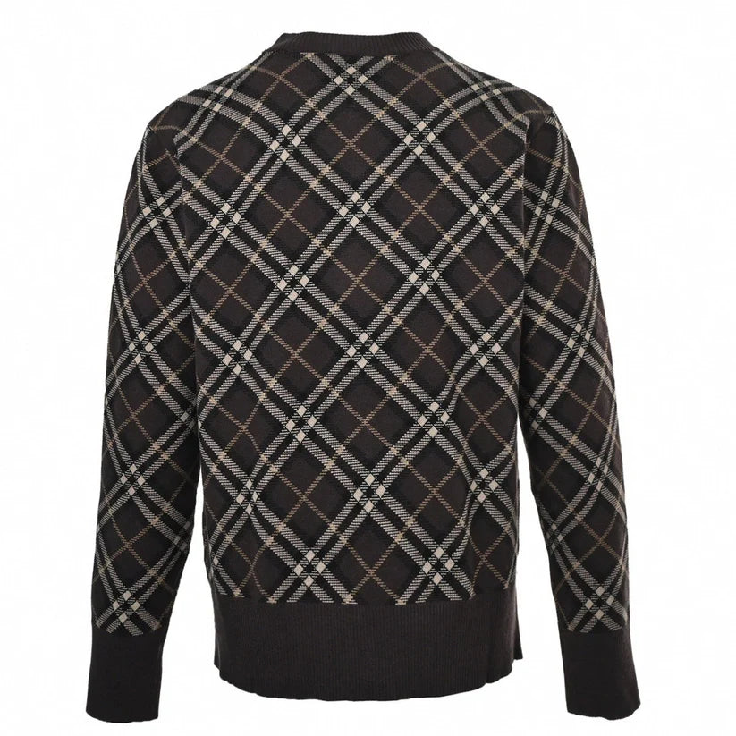 Brown Checked Wool Jumper