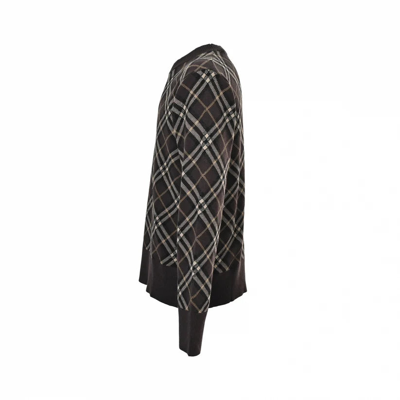 Brown Checked Wool Jumper