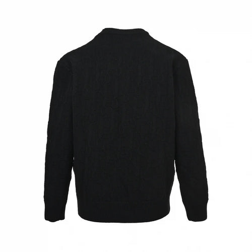 Black Textured Oblique Knit Sweater