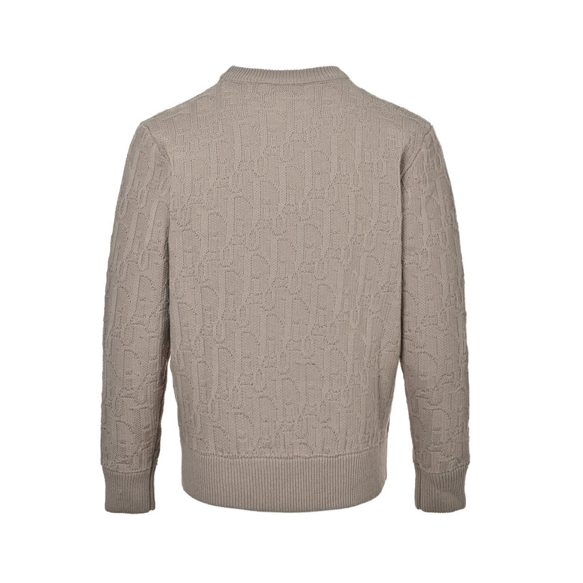 Beige Textured Oblique Knit Sweater