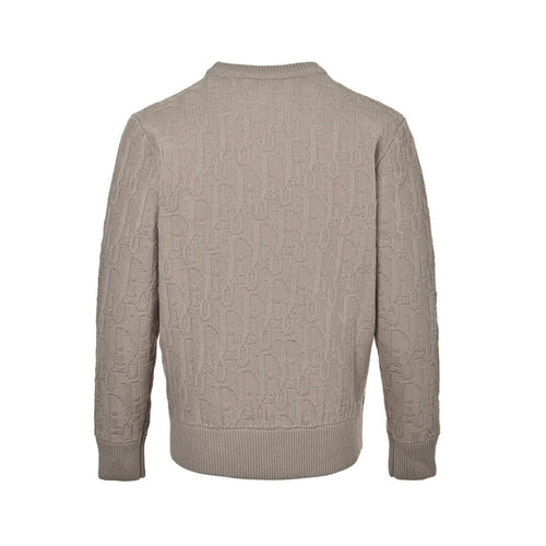 Beige Textured Oblique Knit Sweater